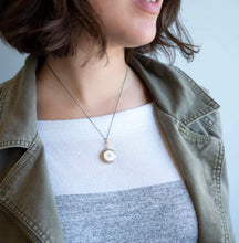 Load image into Gallery viewer, Monica Rich Kosann White and Grey Enamel Locket with Sapphire
