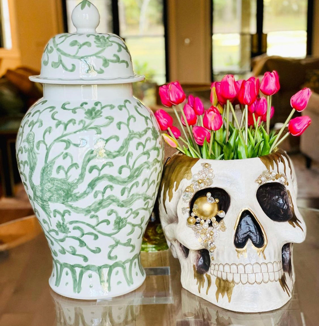 Bethany Lowe Jeweled Skull Bucket