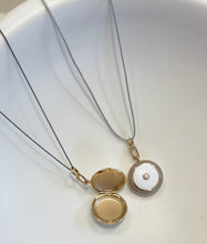 Load image into Gallery viewer, Monica Rich Kosann White and Grey Enamel Locket with Sapphire
